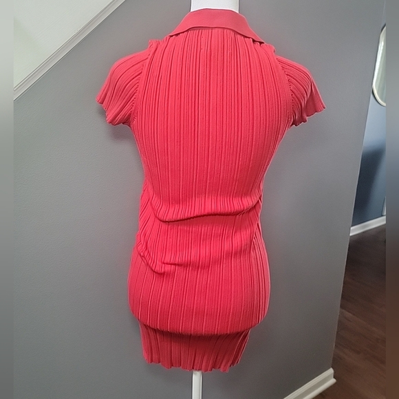 Lita by Ciara Red Ribbed Polo Mini Dress Small Cotton Comfort - Picture 5 of 7